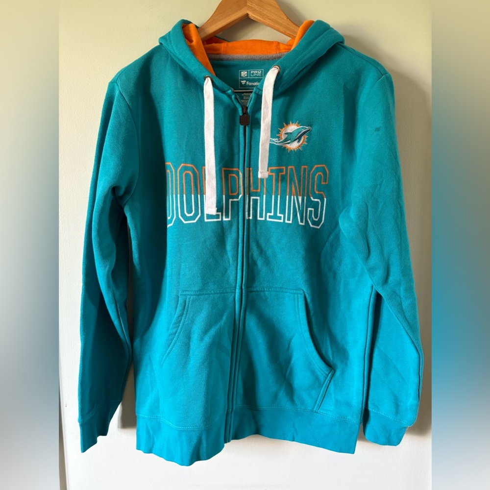 NWOT NFL Pro Line Fanatics Mens Hoodie Sweatshirt Teal Miami Dolphins Hoodie S